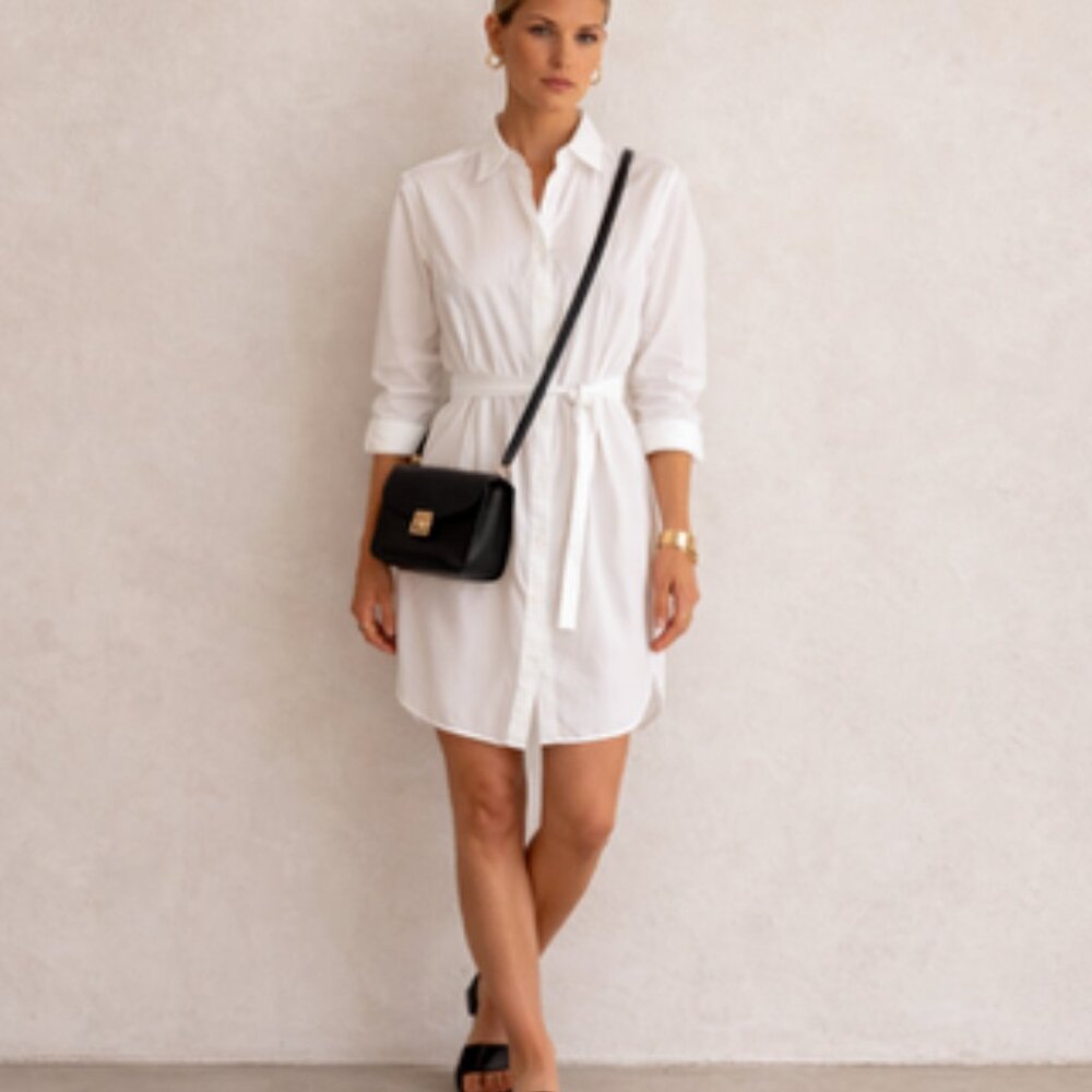 J.Crew women's cotton shirtdress white size med tailored travel